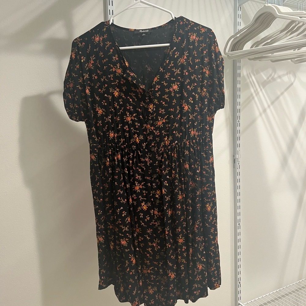 Madewell mini black floral dress